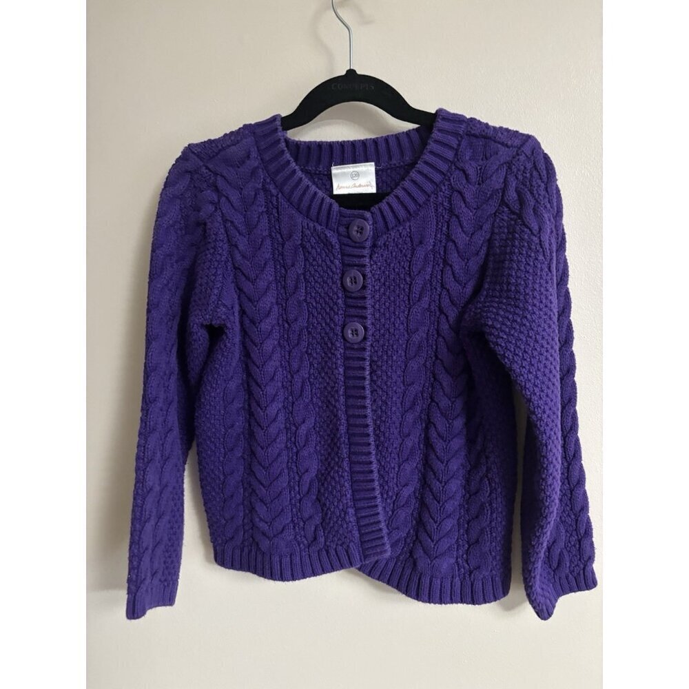 Hanna Andersson Girls Kids Girls Cardigan Purple Cable Knit Size 1290 US 6/7